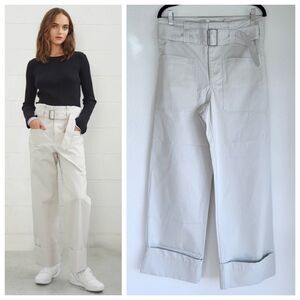 NEW we-ar4 Women's The Crosby Cargo Pant with Paperbag Waist in Parchment Sz S